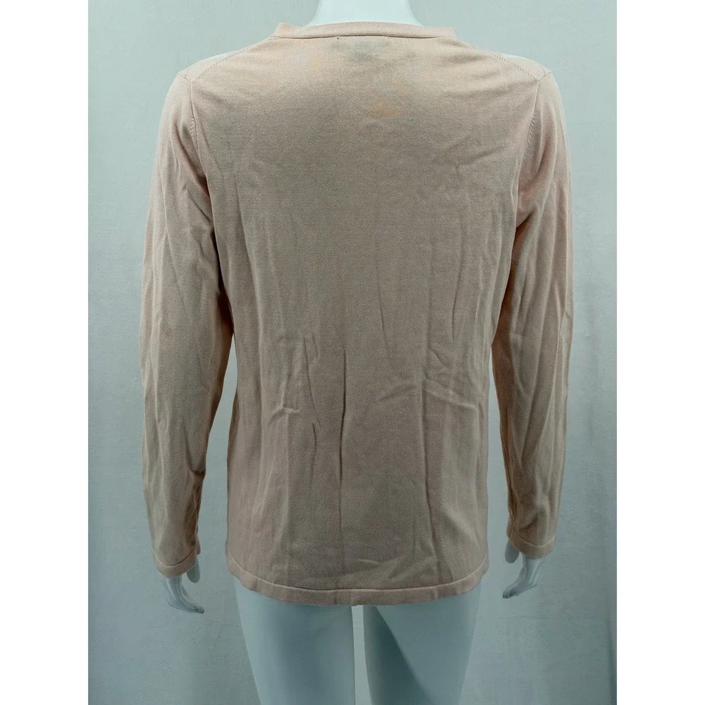 Tommy Hilfiger Sweater Womens Large Pink Peach Argyle V-Neck Tennis Prep Pastel - Picture 6 of 11